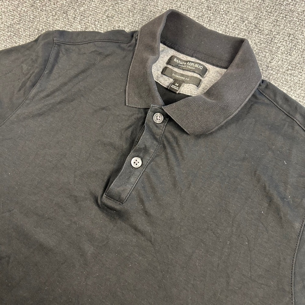 Banana Republic Luxury Touch Polo Shirt Mens Medium Black Standard Fit Cotton